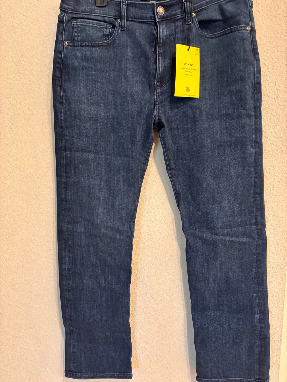 NEW CXL by Christian Lacroix Jeans Mens 32x30 Dk Blue Straight Leg Stretch Denim